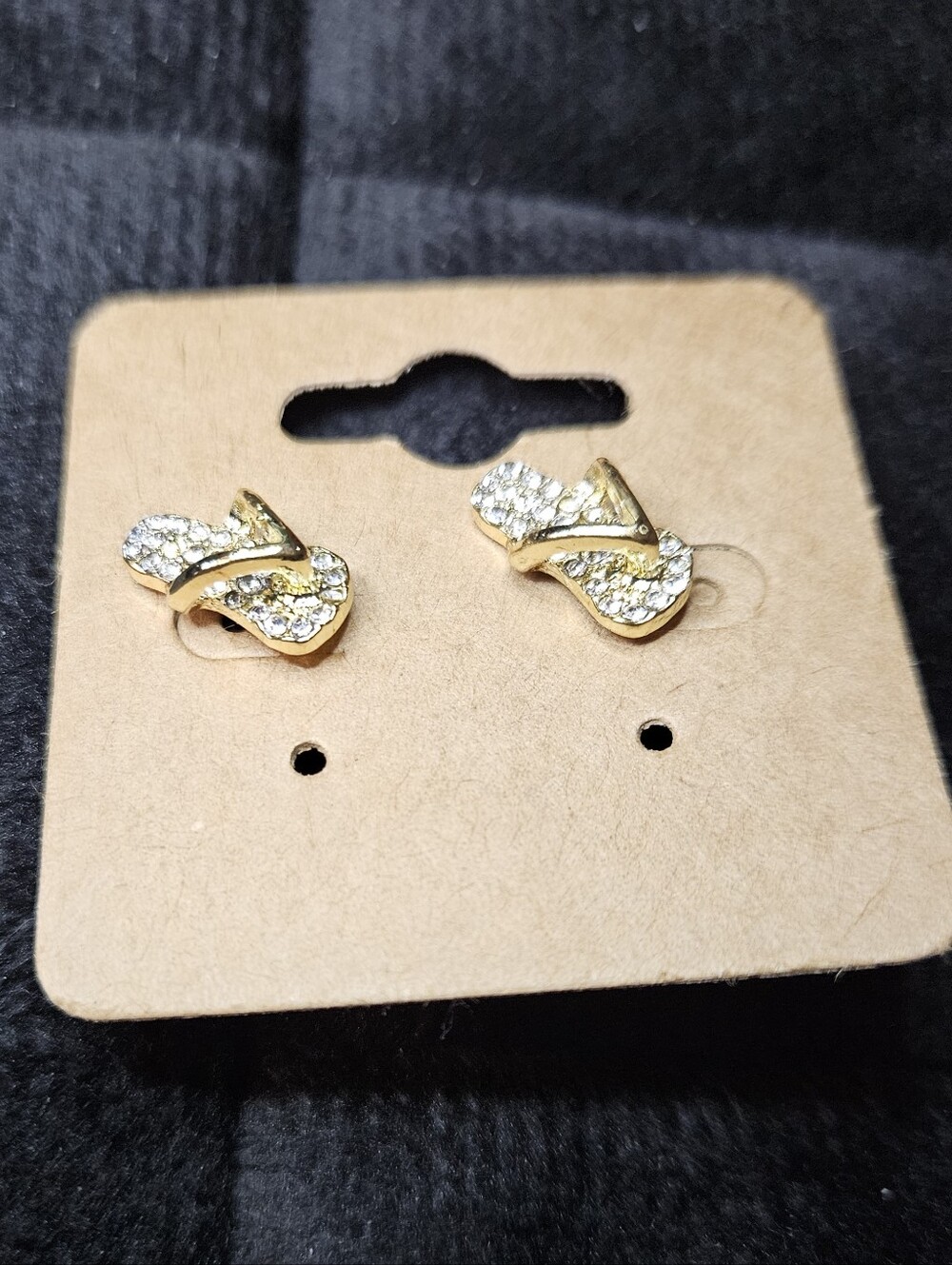 Goldtone CZ Flip Flop Earrings - Picture 8 of 9